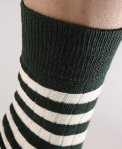 Best Retro Striped Cotton Socks - Green/White Socks | Tank Tops&vests&boxers