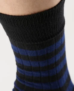 Best Retro Striped Cotton Socks - Black/Blue Socks | Tank Tops&vests&boxers
