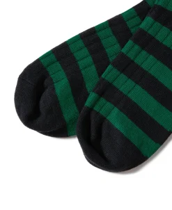 Sale Retro Striped Cotton Socks - Black/Green Socks | Tank Tops&vests&boxers