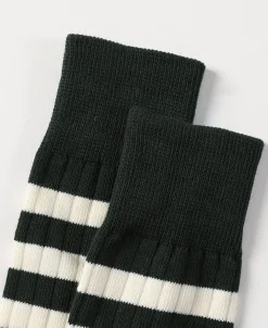 Best Retro Striped Cotton Socks - Green/White Socks | Tank Tops&vests&boxers