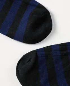 Best Retro Striped Cotton Socks - Black/Blue Socks | Tank Tops&vests&boxers