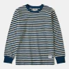 Sale Ribbed Cuff Breton Stripe Long Sleeve T-Shirt - Blue/Apricot Long Sleeve T-Shirts | T-shirts