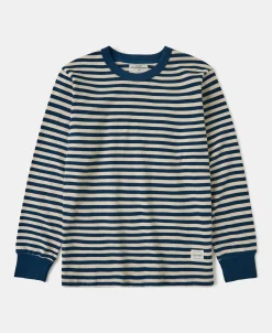 Sale Ribbed Cuff Breton Stripe Long Sleeve T-Shirt - Blue/Apricot Long Sleeve T-Shirts | T-shirts