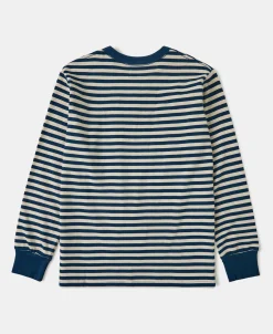 Sale Ribbed Cuff Breton Stripe Long Sleeve T-Shirt - Blue/Apricot Long Sleeve T-Shirts | T-shirts