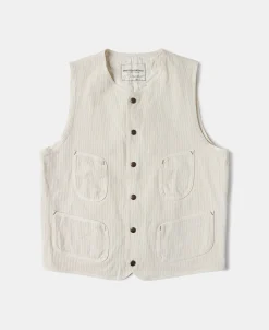 Clearance Round Neck Sashiko Jacquard Work Vest Waistcoats