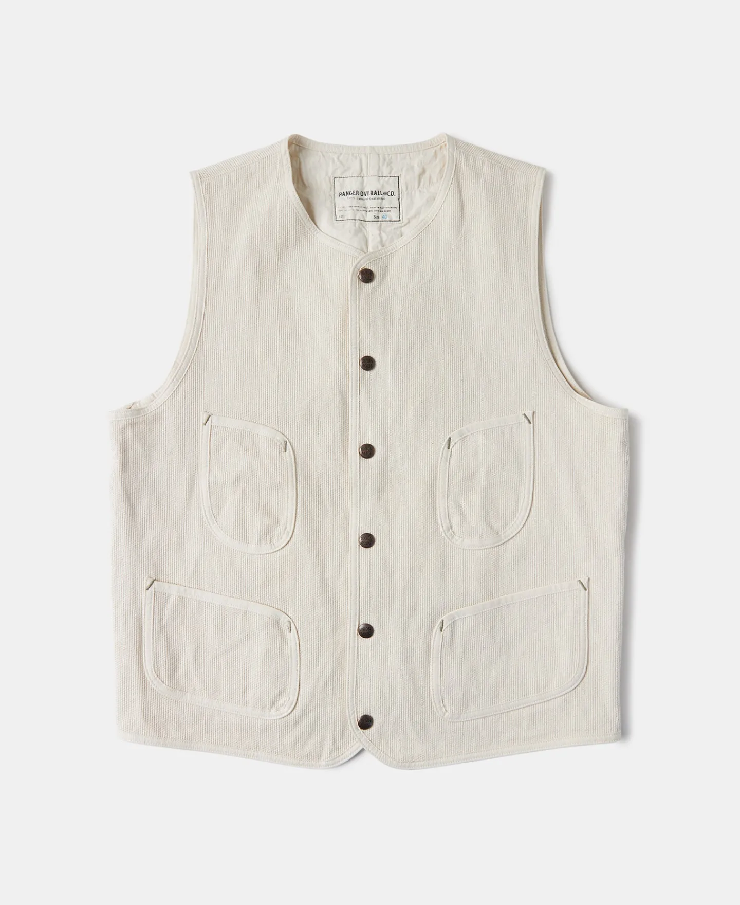 Clearance Round Neck Sashiko Jacquard Work Vest Waistcoats