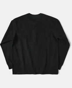 New 1930s 10.5 oz Cotton Loopwheel Tubular Henley Shirt - Black Henleys | Long Sleeve T-Shirts