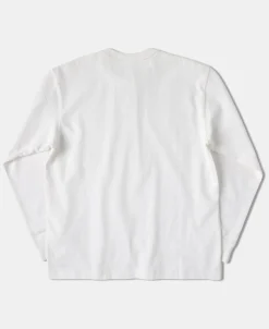 New 1930s 10.5 oz Cotton Loopwheel Tubular Henley Shirt - White Henleys | Long Sleeve T-Shirts