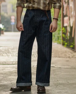 Fashion 1870s 15 oz Herringbone Selvedge Denim Work Jeans Jeans | Denim