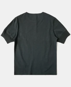 Clearance 1900s 9.8 oz Slub Cotton Henley T-Shirt - Vintage Black Henleys | Short Sleeve T-Shirts