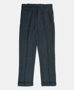 Hot 1930s American Style Herringbone Navy Tweed Trousers Pants&trousers