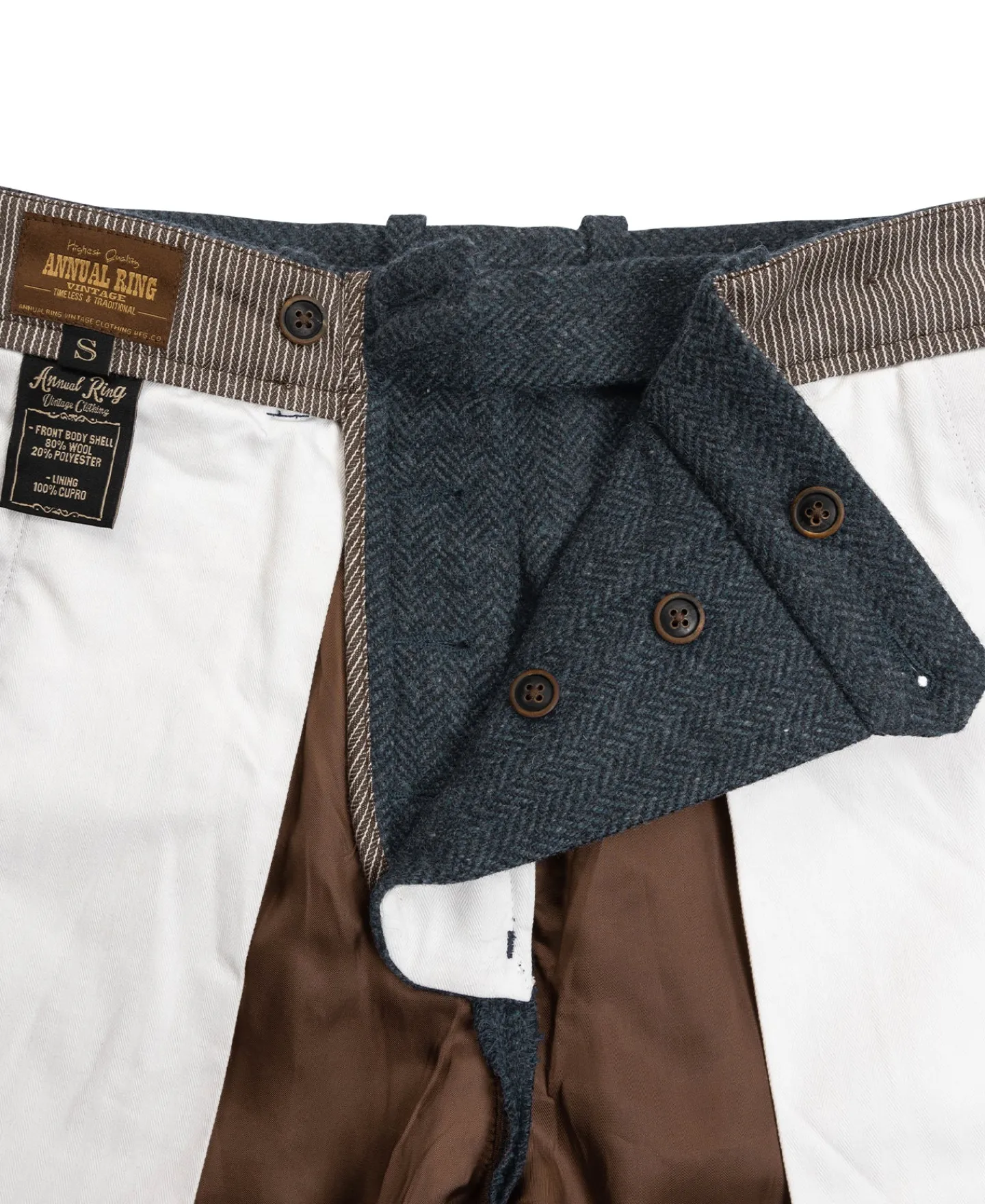 Hot 1930s American Style Herringbone Navy Tweed Trousers Pants&trousers