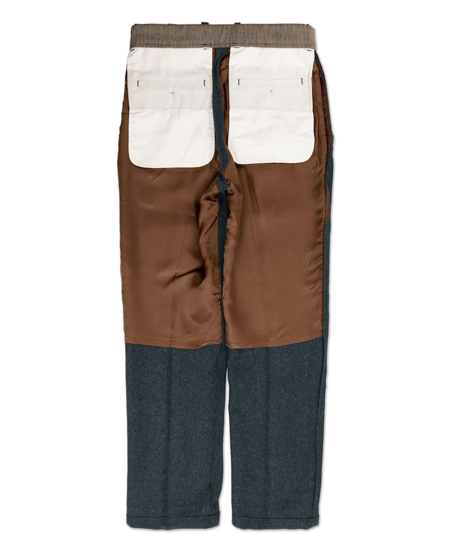 Hot 1930s American Style Herringbone Navy Tweed Trousers Pants&trousers