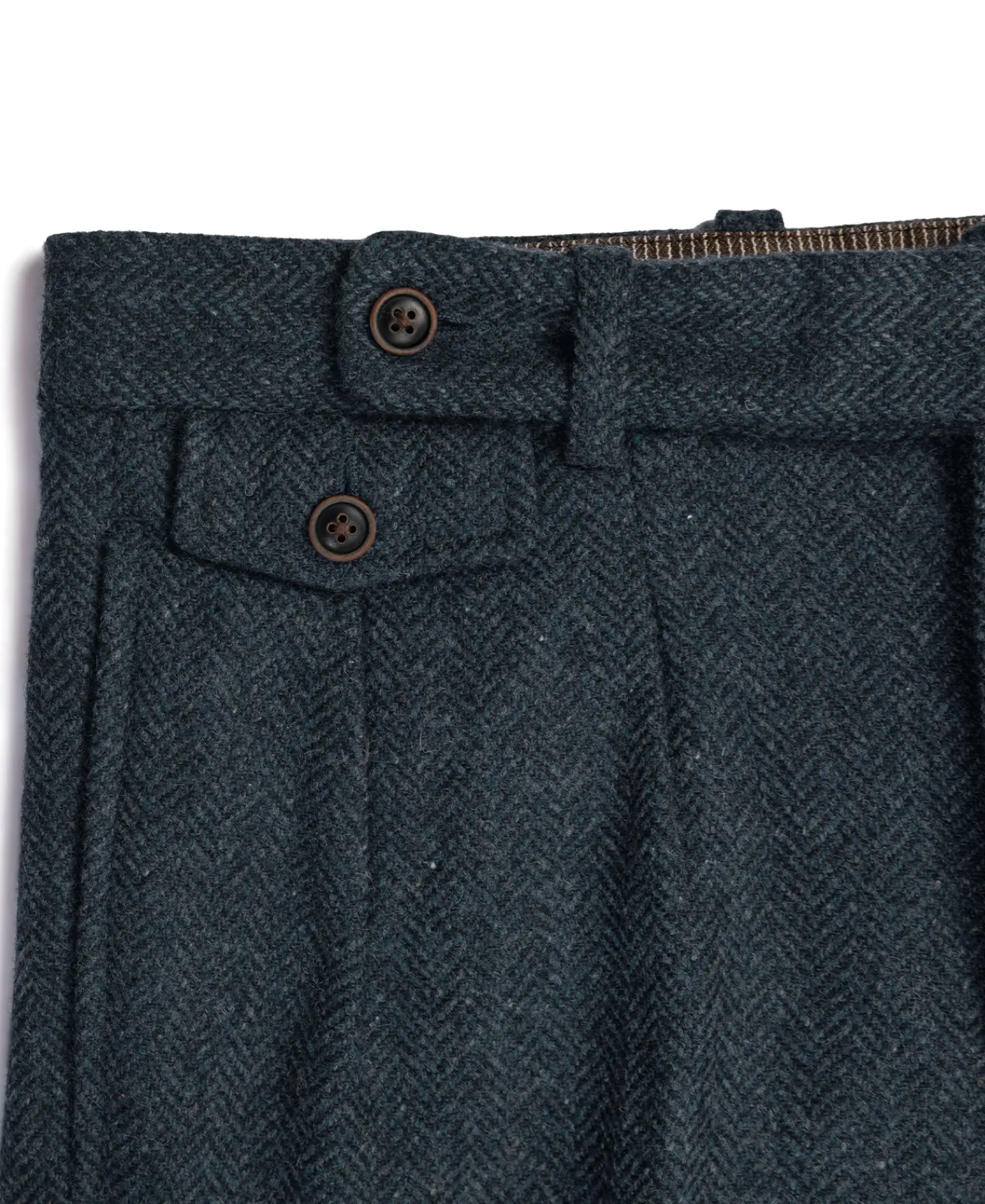Hot 1930s American Style Herringbone Navy Tweed Trousers Pants&trousers