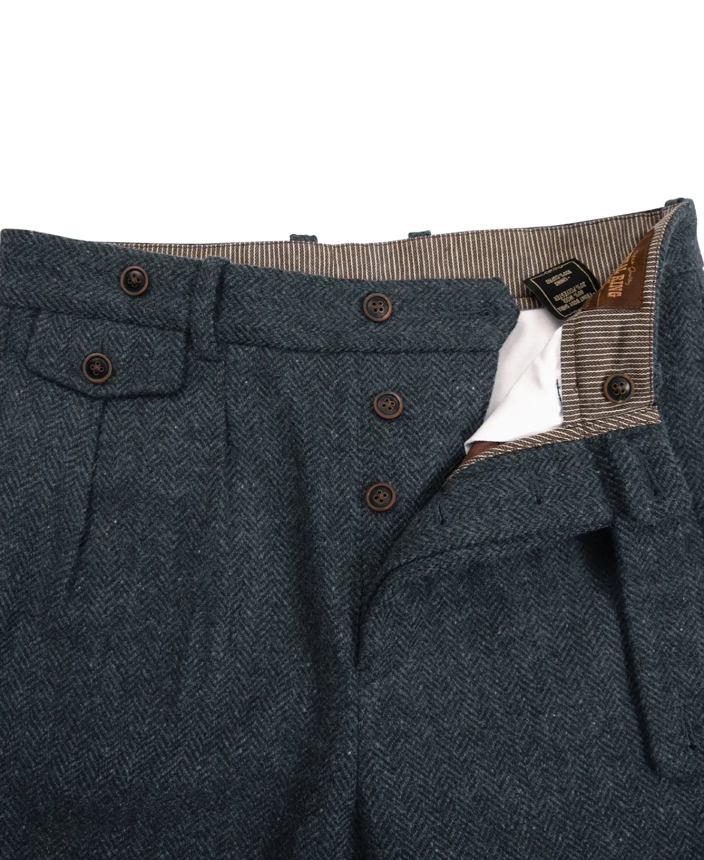 Hot 1930s American Style Herringbone Navy Tweed Trousers Pants&trousers