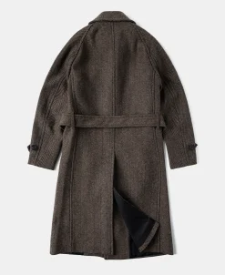 Sale 1920s Brown Herringbone Tweed Balmacaan Coat Jackets&coats