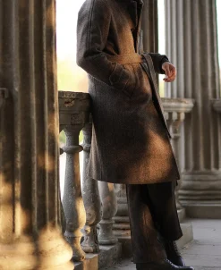 Sale 1920s Brown Herringbone Tweed Balmacaan Coat Jackets&coats
