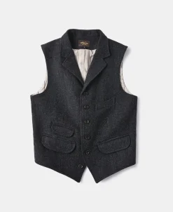 Discount 1930s Charcoal Gray Tweed Lapel Vest Waistcoats