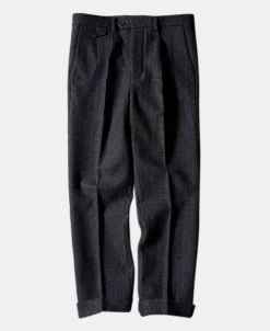 Fashion 1930s Charcoal Gray Tweed Pleated Trousers Pants&trousers