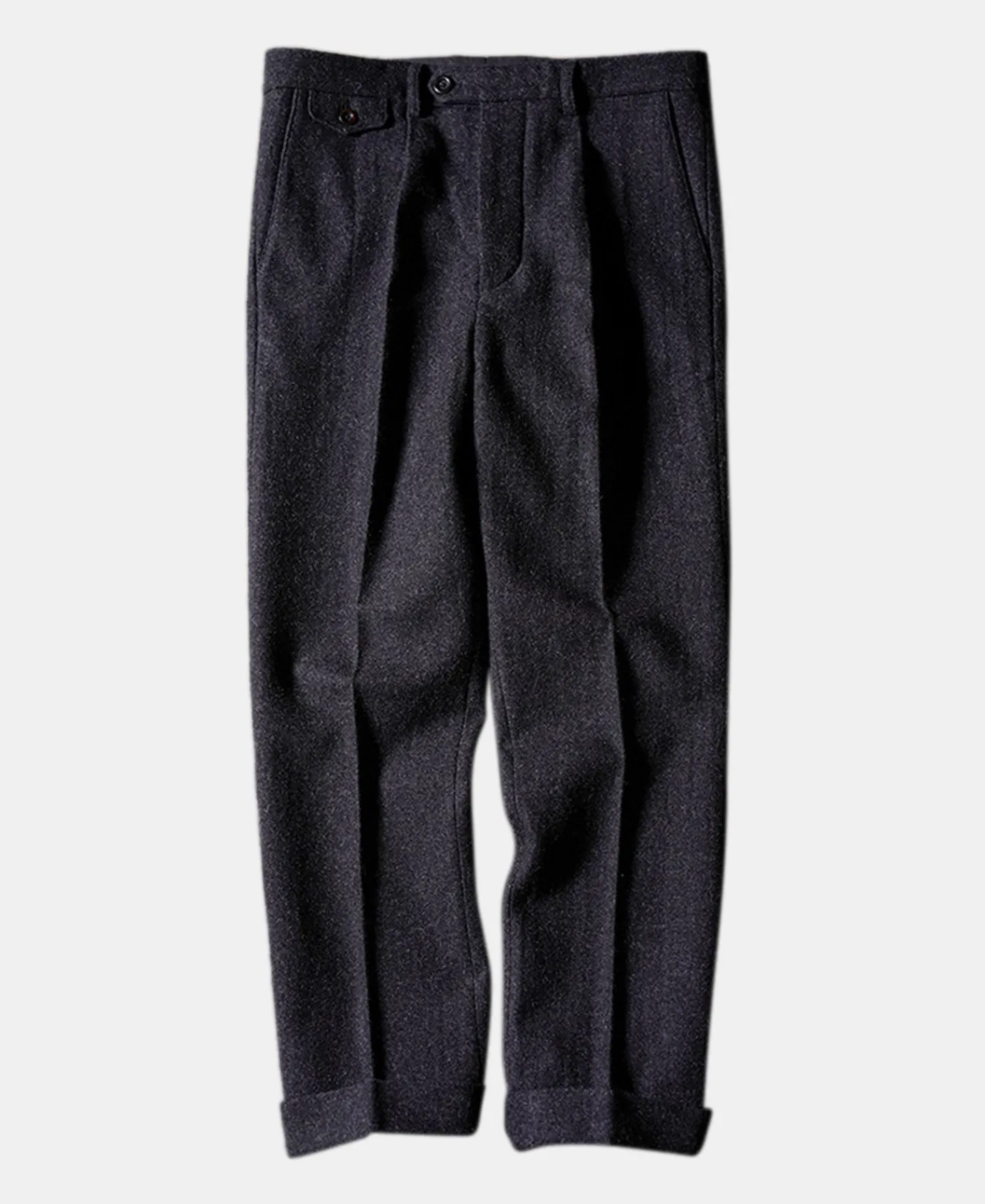 Fashion 1930s Charcoal Gray Tweed Pleated Trousers Pants&trousers