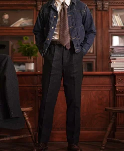 Fashion 1930s Charcoal Gray Tweed Pleated Trousers Pants&trousers