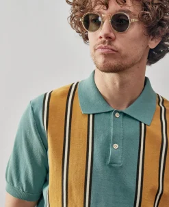 Fashion 1950s Contrast Stripe Polo Shirt Polo Shirts | Short Sleeve T-Shirts