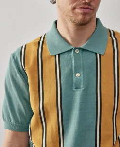 Fashion 1950s Contrast Stripe Polo Shirt Polo Shirts | Short Sleeve T-Shirts