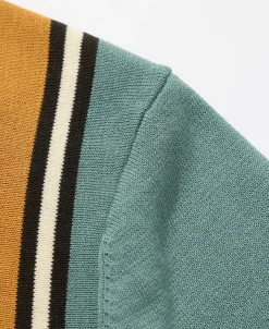 Fashion 1950s Contrast Stripe Polo Shirt Polo Shirts | Short Sleeve T-Shirts