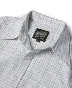 Fashion 1930s Dobby Grid Check Spearpoint Collar Dress Shirt Long Sleeve Shirts | Shirts