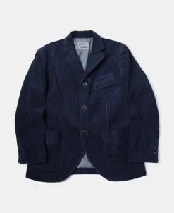 Fashion 1920s French Indigo Corduroy Suit Jacket Jackets&coats