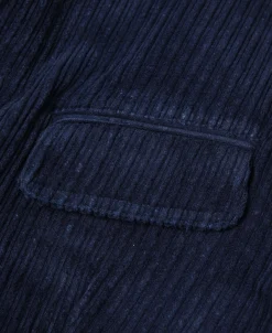 Fashion 1920s French Indigo Corduroy Suit Jacket Jackets&coats