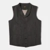 Online 1920s French Salt & Pepper Striped Chambray Vest Waistcoats