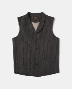 Online 1920s French Salt & Pepper Striped Chambray Vest Waistcoats