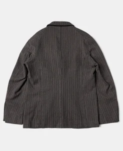 Best 1900s French Salt & Pepper Striped Chambray Sack Jacket Jackets&coats