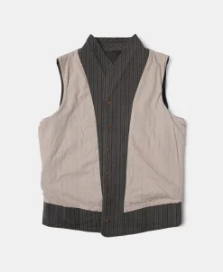 Online 1920s French Salt & Pepper Striped Chambray Vest Waistcoats