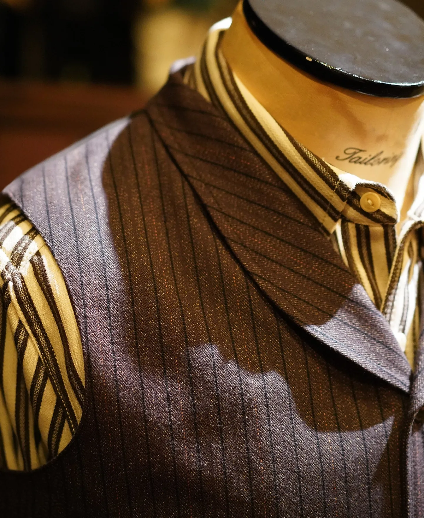 Online 1920s French Salt & Pepper Striped Chambray Vest Waistcoats