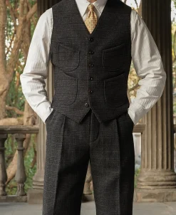 Outlet 1930s Glen Plaid Tweed Suit Vest Waistcoats