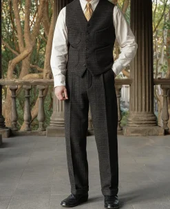 Outlet 1930s Glen Plaid Tweed Suit Vest Waistcoats