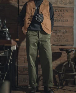 Clearance 1930s Heavyweight Canvas Game Pocket Hunting Vest - Khaki Waistcoats