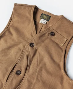 Clearance 1930s Heavyweight Canvas Game Pocket Hunting Vest - Khaki Waistcoats