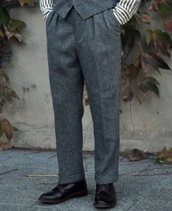 Sale 1940s Hollywood Waistband Coloured Speckle Tweed Trousers Pants&trousers