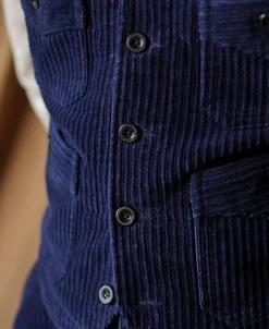 New 1920s Indigo Corduroy Work Vest Waistcoats