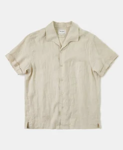 Best 1950s Italian Collar Linen Shirt - Apricot Short Sleeve Shirts | Shirts