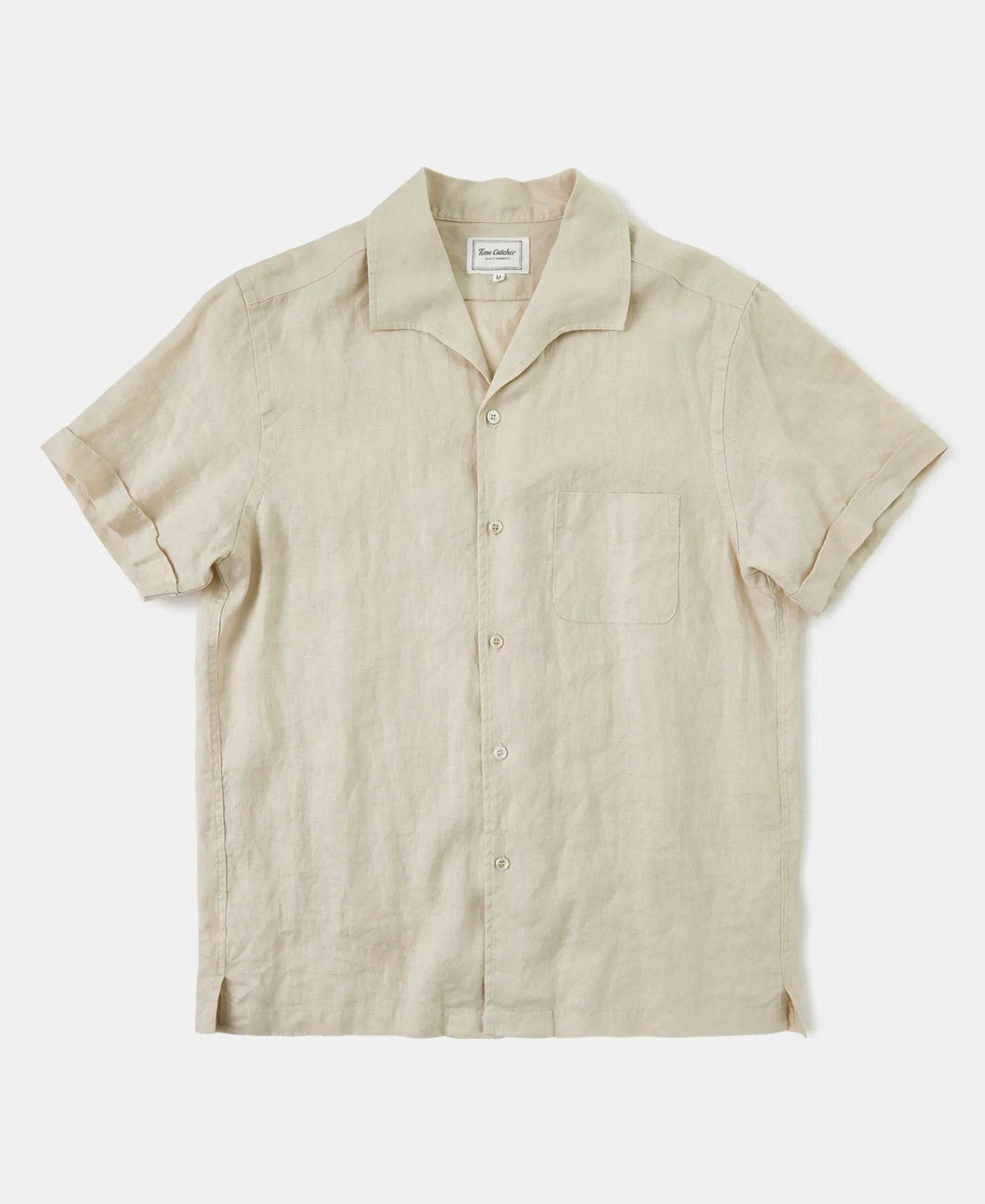 Best 1950s Italian Collar Linen Shirt - Apricot Short Sleeve Shirts | Shirts