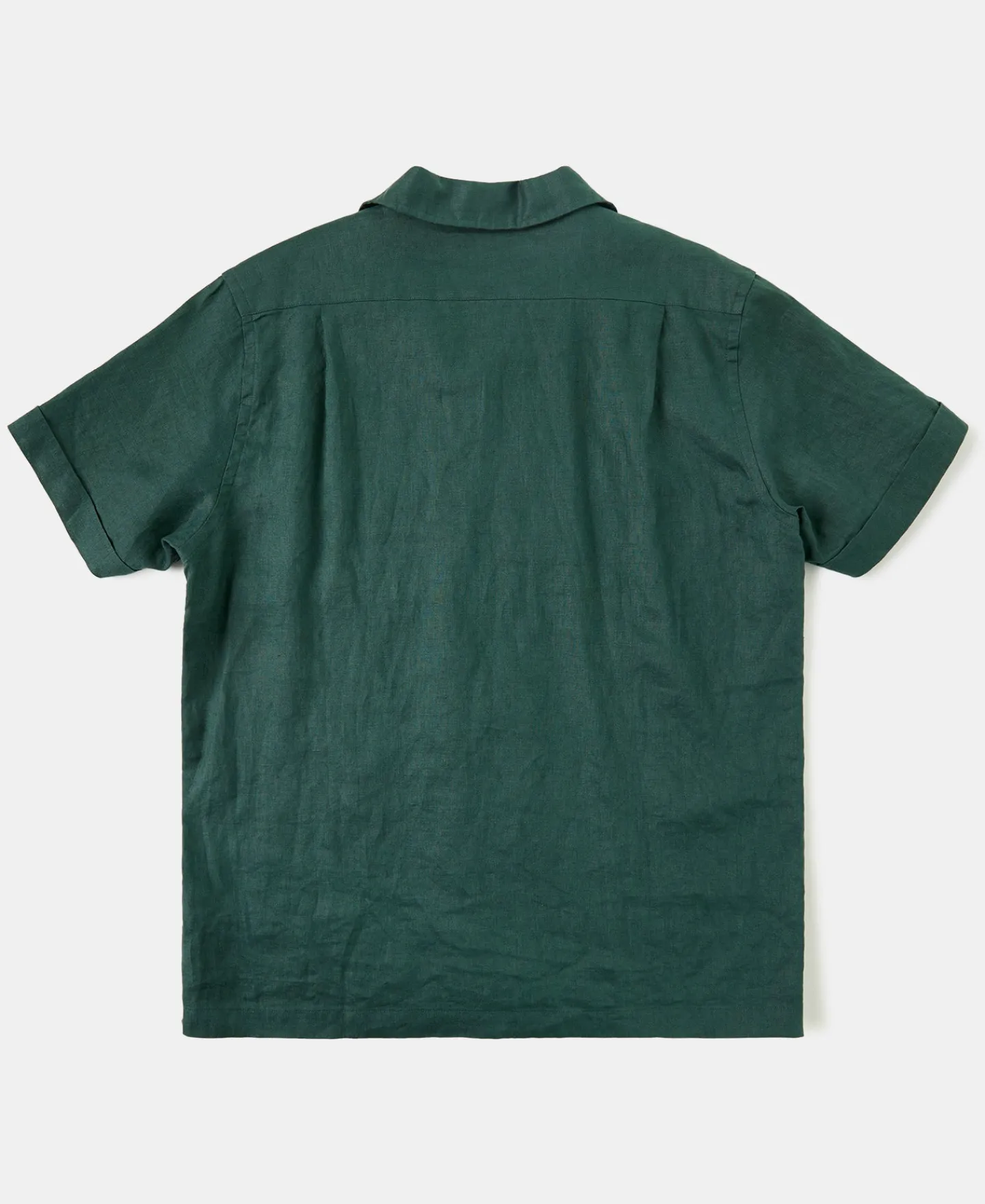 Online 1950s Italian Collar Linen Shirt - Dark Green Short Sleeve Shirts | Shirts