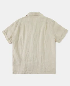 Best 1950s Italian Collar Linen Shirt - Apricot Short Sleeve Shirts | Shirts