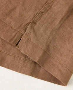Hot 1950s Italian Collar Linen Shirt - Brown Short Sleeve Shirts | Shirts
