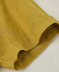 Best 1950s Italian Collar Linen Shirt - Mustard Short Sleeve Shirts | Shirts