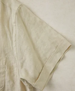 Best 1950s Italian Collar Linen Shirt - Apricot Short Sleeve Shirts | Shirts