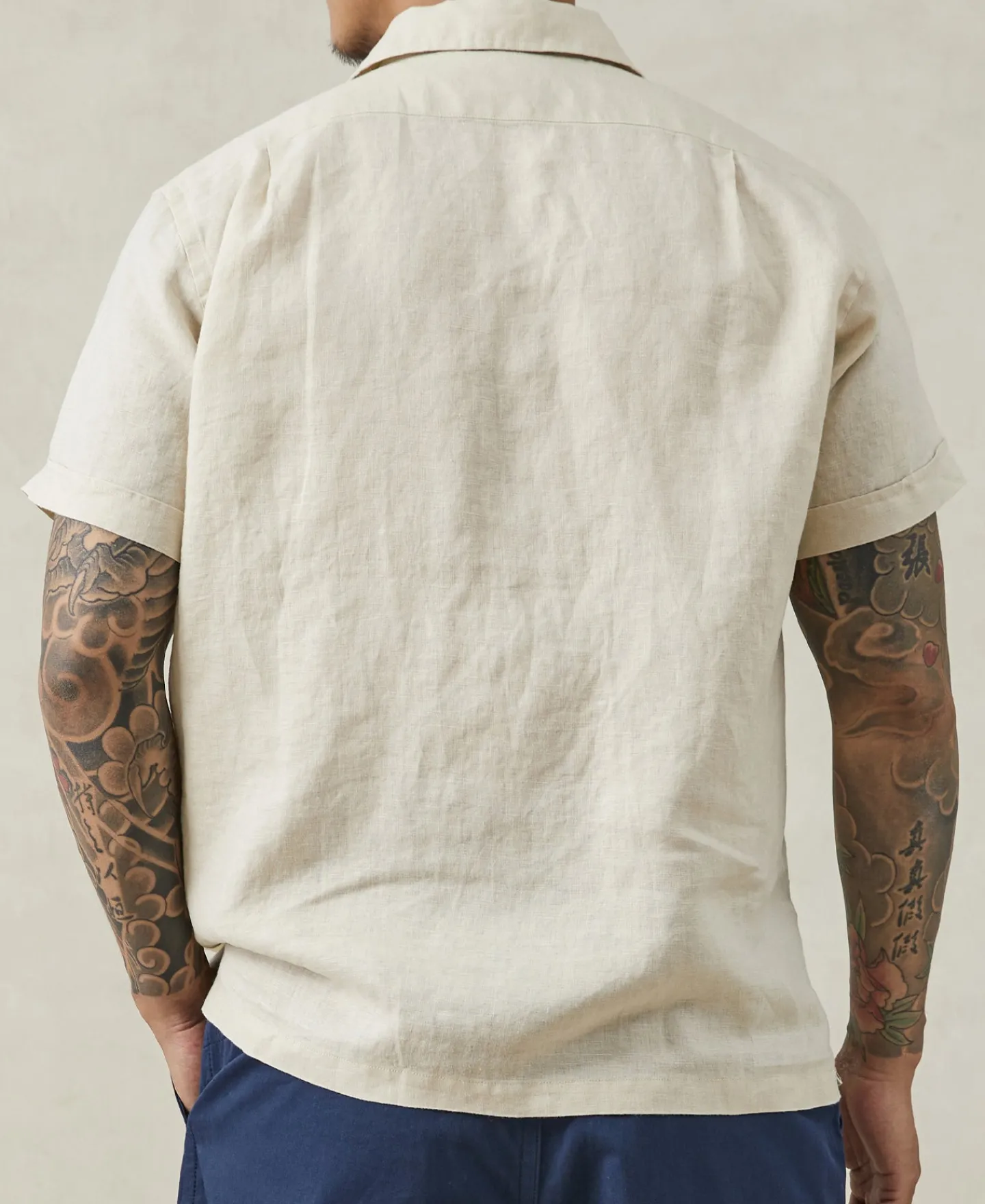 Best 1950s Italian Collar Linen Shirt - Apricot Short Sleeve Shirts | Shirts